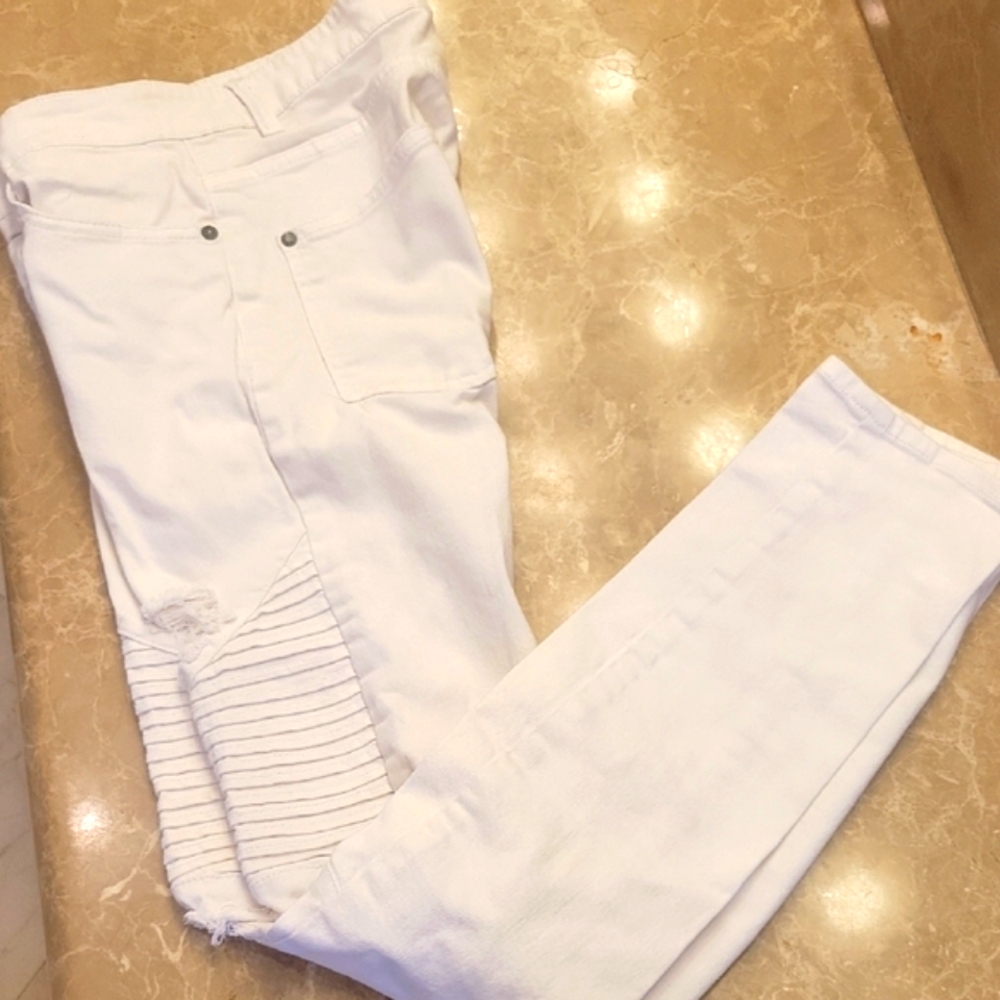 H&M Divided Men's White Skinny Distressed Jeans, 34